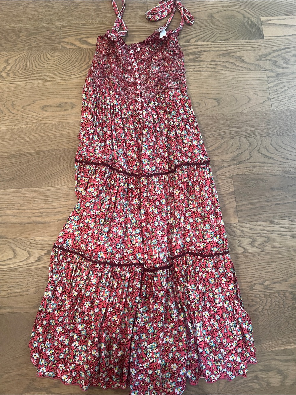 Poupette St. Barth Red Floral Tiered Maxi Dress